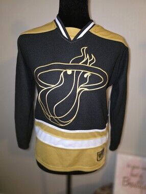 Miami Heat Hockey Style Jersey Black & Gold Logo